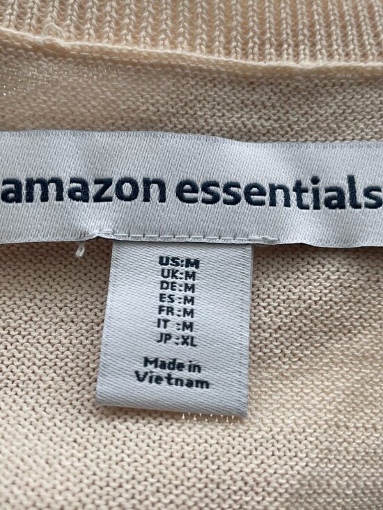 Amazon Essentials Casual Lg Slv V Neck Lightweight Knit Sweater Ecru Sz M NWT - Picture 10 of 13